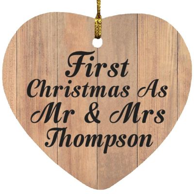 Designsify Christmas Tree Decoration, First Christmas As Mr & Mrs Thompson, Heart Ornament C, Gifts for Birthday Anniversary Valentines Mom Mothers Fathers Day Party, to Men Women Him Her Friend