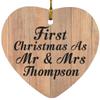 Designsify Christmas Tree Decoration, First Christmas As Mr & Mrs Thompson, Heart Ornament C, Gifts for Birthday Anniversary Valentines Mom Mothers Fathers Day Party, to Men Women Him Her Friend view 1