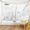 Ambesonne Chicago Skyline Tapestry, Hand Drawn City Silhouette Downtown Free Hand Sketch of Panoramic Landmark, Fabric Wall Hanging Decor for Bedroom Living Room Dorm, 45" X 30", Black White view 1