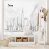 Ambesonne Chicago Skyline Tapestry, Hand Drawn City Silhouette Downtown Free Hand Sketch of Panoramic Landmark, Fabric Wall Hanging Decor for Bedroom Living Room Dorm, 45" X 30", Black White view 2