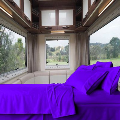 RV-Sheets (48" X 75") Three Quarter Sheet Set 600 Thread-Count 100% Egyptian Bedsheet Motorhomes, RV, Camper, Boat, Soft-Luxury-Breathable 8-Inch Deep Pockets 4-Piece RVSheets - Purple Solid