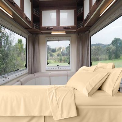 RV-Sheets (42" X 80") Truck Size Sheet Set 600 Thread-Count 100% Egyptian Bedsheet Motorhomes, RV, Camper, Boat, Soft-Luxury-Breathable 8-Inch Deep Pockets 4-Piece RVSheets - Peach Solid