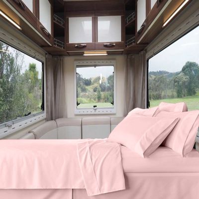 RV-Sheets (35" X 70") Truck Size Sheet Set 600 Thread-Count 100% Egyptian Bedsheet Motorhomes, RV, Camper, Boat, Soft-Luxury-Breathable 8-Inch Deep Pockets 4-Piece RVSheets - Pink Solid