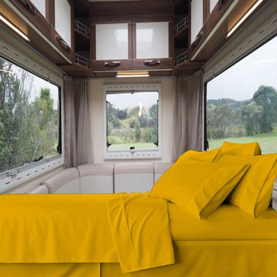 RV-Sheets (48" X 75") Three Quarter Sheet Set 600 Thread-Count 100% Egyptian Bedsheet Motorhomes, RV, Camper, Boat, Soft-Luxury-Breathable 8-Inch Deep Pockets 4-Piece RVSheets - Golden Solid