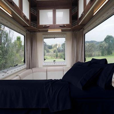 RV-Sheets (58 X 80) RV Full XL Sheet Set 600 Thread-Count 100% Egyptian Bedsheet Motorhomes, RV, Camper, Boat, Soft-Luxury-Breathable 8-Inch Deep Pockets 4-Piece RVSheets - Navy Blue Solid