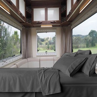 RV-Sheets (35" X 70") Truck Size Sheet Set 600 Thread-Count 100% Egyptian Bedsheet Motorhomes, RV, Camper, Boat, Soft-Luxury-Breathable 8-Inch Deep Pockets 4-Piece RVSheets - Dark Grey Solid