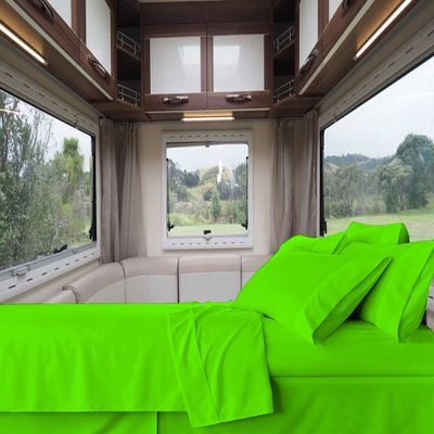 RV-Sheets (58 X 80) RV Full XL Sheet Set 600 Thread-Count 100% Egyptian Bedsheet Motorhomes, RV, Camper, Boat, Soft-Luxury-Breathable 8-Inch Deep Pockets 4-Piece RVSheets - Parrot Green Solid