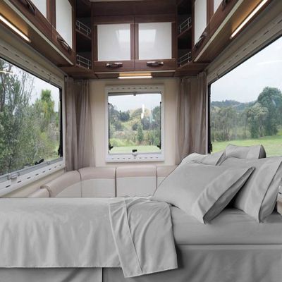 RV-Sheets (58 X 80) RV Full XL Sheet Set 600 Thread-Count 100% Egyptian Bedsheet Motorhomes, RV, Camper, Boat, Soft-Luxury-Breathable 8-Inch Deep Pockets 4-Piece RVSheets - Silver Grey Solid