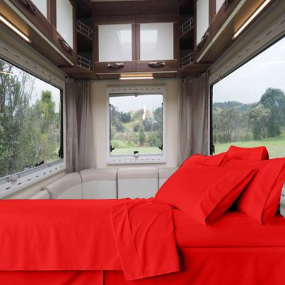 RV-Sheets (48" X 75") Three Quarter Sheet Set 600 Thread-Count 100% Egyptian Bedsheet Motorhomes, RV, Camper, Boat, Soft-Luxury-Breathable 8-Inch Deep Pockets 4-Piece RVSheets - Burgundy Solid