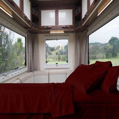 RV-Sheets (48" X 75") Three Quarter Sheet Set 600 Thread-Count 100% Egyptian Bedsheet Motorhomes, RV, Camper, Boat, Soft-Luxury-Breathable 8-Inch Deep Pockets 4-Piece RVSheets - Wine Solid