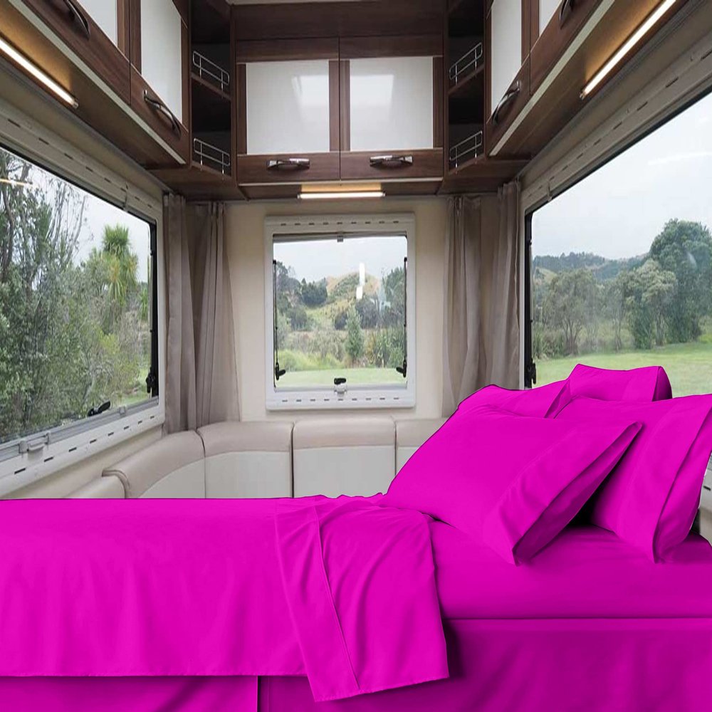 RV-Sheets (35" X 70") Truck Size Sheet Set 600 Thread-Count 100% Egyptian Bedsheet Motorhomes, RV, Camper, Boat, Soft-Luxury-Breathable 8-Inch Deep Pockets 4-Piece RVSheets - Hot Pink Solid
