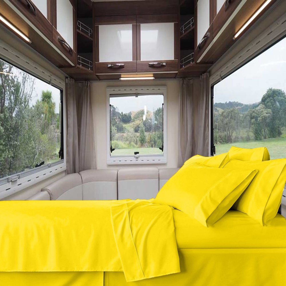 RV-Sheets (42" X 80") Truck Size Sheet Set 600 Thread-Count 100% Egyptian Bedsheet Motorhomes, RV, Camper, Boat, Soft-Luxury-Breathable 8-Inch Deep Pockets 4-Piece RVSheets - Yellow Solid