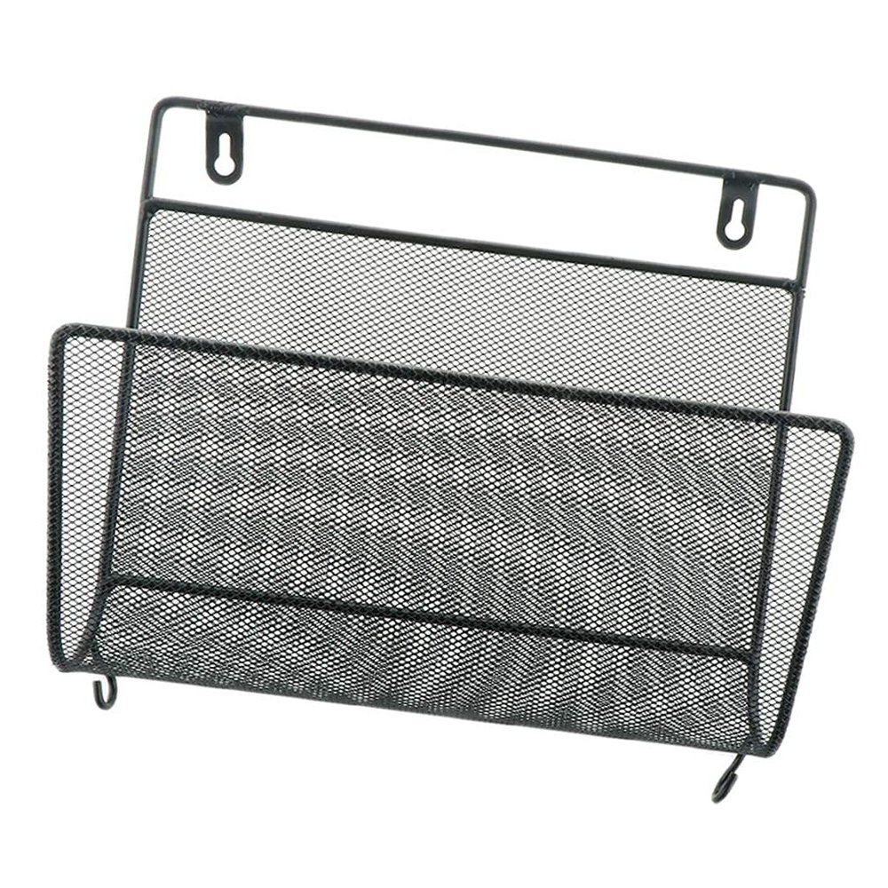 YRHH Letter Holder Wall Mounted Metal Magazine Rack Magazine Collector Magazine Holder for Books, Magazines, Newspapers, Laptops, Tablets, Organizing Folders-Schwarz