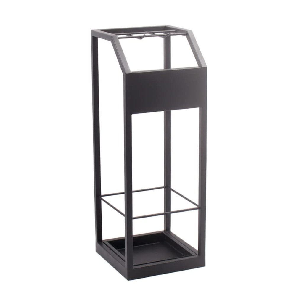 WXYZ Umbrella Stand Rack Black Metal Umbrella Stand, Household Hotel Business Umbrella Bucket(6 Grids and 4 Hooks), Umbrella Storage Rack with Independent Drip Tray 22x22 X60 Cm