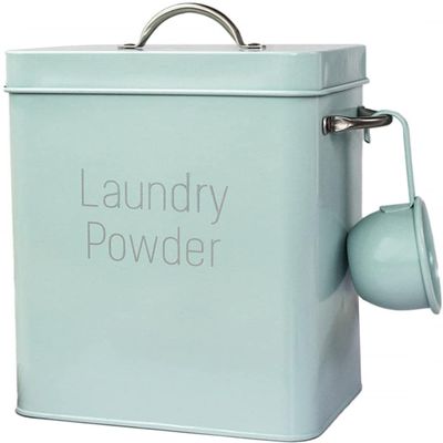 YRHH Metal Laundry Powder Tin, Laundry Powder Storage Boxes, for Laundry, Pet Food Storage-Light Green