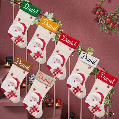 Betenshtresk Christmas Stockings Personalized Name Santa Set of 7, Custom Xmas Stocking Gift Family Hanging Decorations