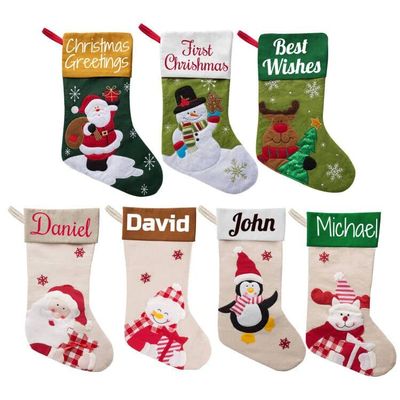 Betenshtresk Christmas Stockings Personalized Name Set of 7, Custom Xmas Stocking Gift Family Hanging Decorations(7 Pack)
