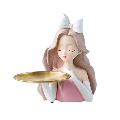 Statue Decor Modern, Key Tray For Entryway, Resin Girl Figurine Decoration Holding Tray Creative Home Decor Furnishing Human Ornament Christmas Thanksgiving Birthday Gift For Daughter