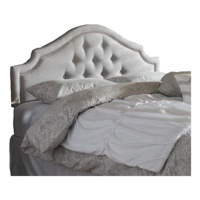 BOWERY HILL Modern Fabric Upholstered King Headboard in Beige