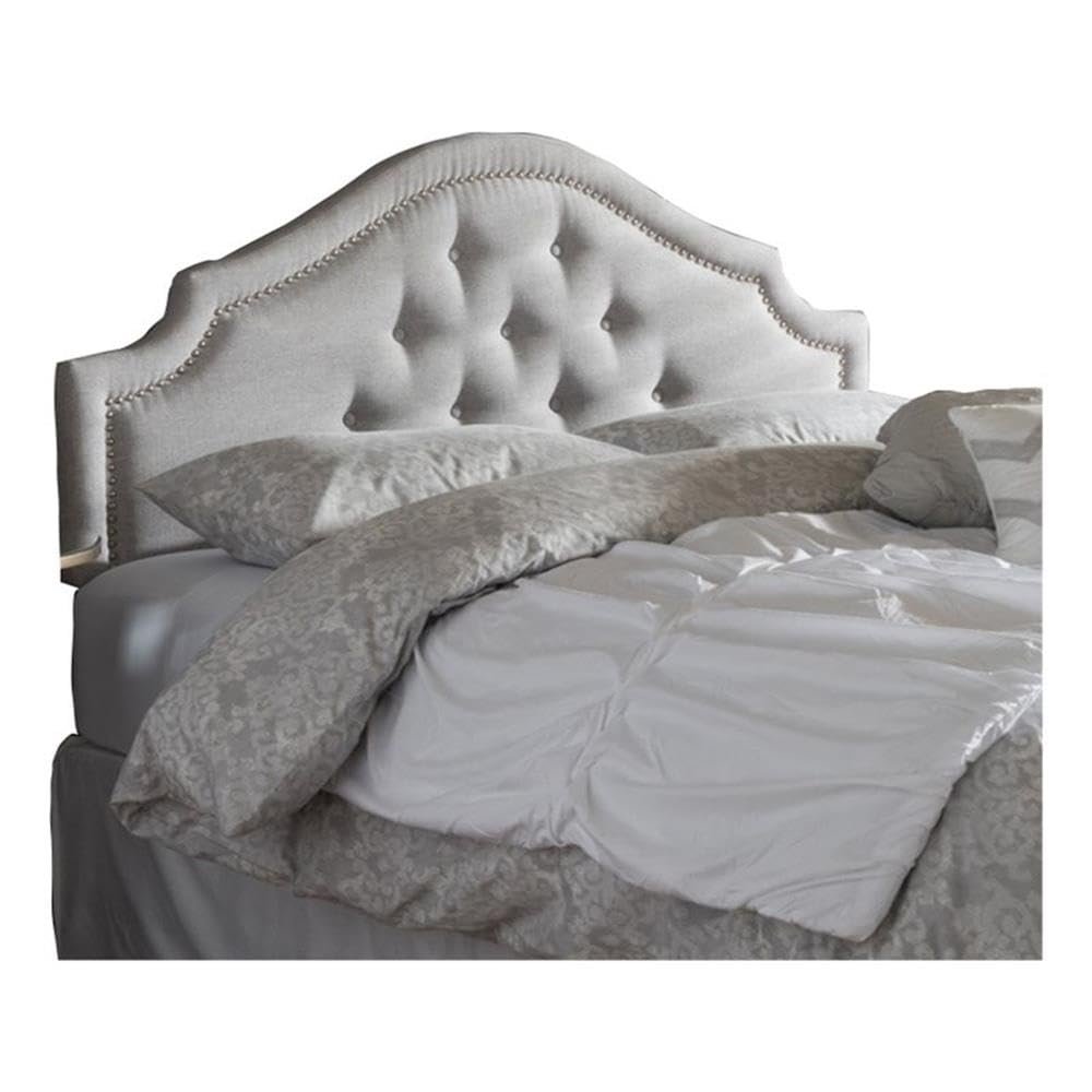 BOWERY HILL Modern Fabric Upholstered King Headboard in Beige
