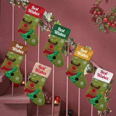 Betenshtresk Christmas Stockings Personalized Name Elk Set of 6, Custom Xmas Stocking Gift Family Hanging Decorations