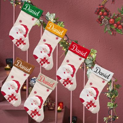 Betenshtresk Christmas Stockings Personalized Name Santa Set of 6, Custom Xmas Stocking Gift Family Hanging Decorations