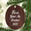 Designsify Christmas Tree Decoration, First Year As Brother 2021, Circle Ornament D, Gifts for Birthday Anniversary Valentines Mom Mothers Fathers Day Party, to Men Women Him Her Friend Mom Dad view 2
