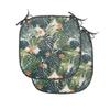 Ambesonne Green Chair Seating Cushion Set of 2, Hawaiian Summer Aloha Pattern Tropical Plants and Hibiscus Flowers, Anti-Slip Seat Padding for Kitchen & Patio, 16"x16", Green Dark Teal Orange view 1