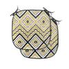Ambesonne Ethnic Chair Seating Cushion Set of 4, Native Motif with Rhombus Pattern Dots and Chevron Waves Print, Anti-Slip Seat Padding for Kitchen & Patio, 16"x16", Yellow Black and White view 1