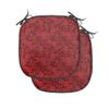 Ambesonne Flower Chair Seating Cushion Set of 2, Floral Details with Leaves Swirls Romantic Vivid Vibrant Pattern Art Print, Anti-Slip Seat Padding for Kitchen & Patio, 16"x16", Burgundy and Red view 1