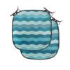 Ambesonne Abstract Chair Seating Cushion Set of 2, Ocean Themed Wave Design Marine Aquatic Color Palette Horizontal Lines, Anti-Slip Seat Padding for Kitchen & Patio, 16"x16", Turquoise Teal Blue view 1