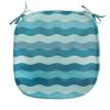 Ambesonne Abstract Chair Seating Cushion Set of 2, Ocean Themed Wave Design Marine Aquatic Color Palette Horizontal Lines, Anti-Slip Seat Padding for Kitchen & Patio, 16"x16", Turquoise Teal Blue view 2