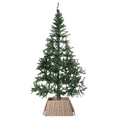 Gardenised Foldable Christmas Tree Skirt Collar Basket, Ring Base Stand Cover, Rattan Plastic, Grey