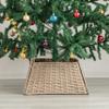 Gardenised Foldable Christmas Tree Skirt Collar Basket, Ring Base Stand Cover, Rattan Plastic, Grey view 3
