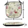 Ambesonne Winter Chair Seating Cushion Set of 2, Deer Silhouettes with Blossoming Flowers Abstract Christmas Nature, Anti-Slip Seat Padding for Kitchen & Patio, 16"x16", Olive Green Pale Green view 4