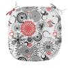 Ambesonne Mandala Chair Seating Cushion Set of 4, Grunge Looking Round Floral Rounds Contrast Colors and Design, Anti-Slip Seat Padding for Kitchen & Patio, 16"x16", Vermilion Black White view 2