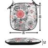 Ambesonne Mandala Chair Seating Cushion Set of 4, Grunge Looking Round Floral Rounds Contrast Colors and Design, Anti-Slip Seat Padding for Kitchen & Patio, 16"x16", Vermilion Black White view 4