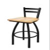 411 Jackie Low Back 25" Swivel Counter Stool with Black Wrinkle Finish and Natural Oak Seat view 1