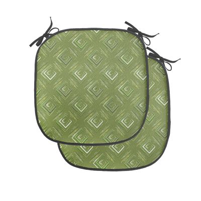 Ambesonne Olive Green Chair Seating Cushion Set of 4, Grunge Geometric Pattern Square Shape Diagonal Abstract Rhombus, Anti-Slip Seat Padding for Kitchen & Patio, 16"x16", Olive Green Coconut
