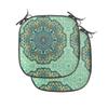 Ambesonne Ethnic Chair Seating Cushion Set of 2, Abstract Flower Arrangement Mandala Style Nature Elements Vibrant, Anti-Slip Seat Padding for Kitchen & Patio, 16"x16", Pale Yellow Turquoise view 1