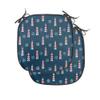 Ambesonne Lighthouse Chair Seating Cushion Set of 2, Abstract Helms Marine Navigation Towers Cartoon Style Pattern, Anti-Slip Seat Padding for Kitchen & Patio, 16"x16", Navy Blue Red White view 1