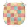 Ambesonne Abstract Chair Seating Cushion Set of 4, Patchwork Style Ornamental Hearts Flowers Dots Stripes Kitchen Design, Anti-Slip Seat Padding for Kitchen & Patio, 16"x16", Coral Yellow Mint Green view 2
