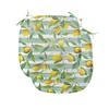 Ambesonne Nature Chair Seating Cushion Set of 2, Blooming Lemon Tree on Striped Paintbrush Background Evergreen Art, Anti-Slip Seat Padding for Kitchen & Patio, 16"x16", Fern Green Seafoam view 1