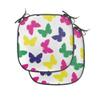 Ambesonne Modern Chair Seating Cushion Set of 2, Rainbow Colorful Butterfly Romantic Art, Anti-Slip Seat Padding for Kitchen & Patio, 16"x16", Dark Blue Yellow view 1