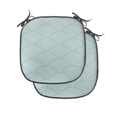 Ambesonne Geometric Chair Seating Cushion Set of 2, Fish Scale Pattern Half Circles Dots Geometric Arrangement Circular Motifs, Anti-Slip Seat Padding for Kitchen & Patio, 16"x16", Seafoam White