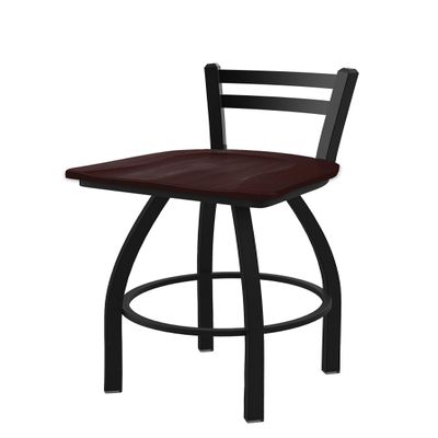 411 Jackie Low Back 25" Swivel Counter Stool with Black Wrinkle Finish and Dark Cherry Maple Seat