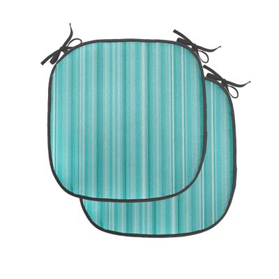 Ambesonne Aqua Chair Seating Cushion Set of 2, Abstract Ocean Inspired Palette Lines Geometrical Image Illustration, Anti-Slip Seat Padding for Kitchen & Patio, 16"x16", Turquoise Pale Blue