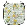 Ambesonne Watercolor Chair Seating Cushion, Diamond Pattern Blooming Floral Arrangement Petals and Leaves, Anti-Slip Seat Padding for Kitchen & Patio, 16"x16", Pale Green Yellow White view 1