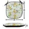 Ambesonne Watercolor Chair Seating Cushion, Diamond Pattern Blooming Floral Arrangement Petals and Leaves, Anti-Slip Seat Padding for Kitchen & Patio, 16"x16", Pale Green Yellow White view 4