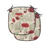 Ambesonne Poppy Flower Chair Seating Cushion Set of 4, Sketchy Tree Leaves Rural Floral Growth Botany Nature Inspired, Anti-Slip Seat Padding for Kitchen & Patio, 16"x16", Scarlet Fern Green Beige view 1